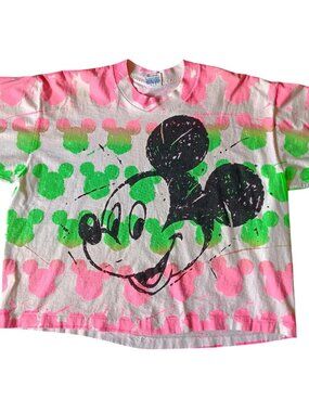 True Vintage Single Stitch T-shirt Disney Character Fashions Mickey Mouse Neon